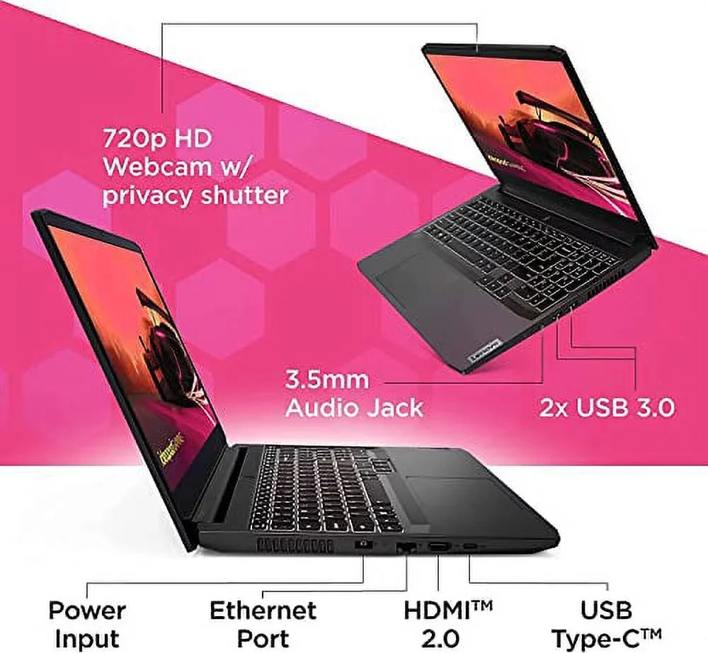 Bluetooth, 5-5600H, GDDR6, RTX 120Hz 3 AMD 1TB WiFi, SSD, Lenovo Keyboard, RAM 15.6" Shadow Webcam, Black Backlit IdeaPad Windows Ti 4GB 11, Gaming Gaming Laptop, 3050 8GB Ryzen FHD