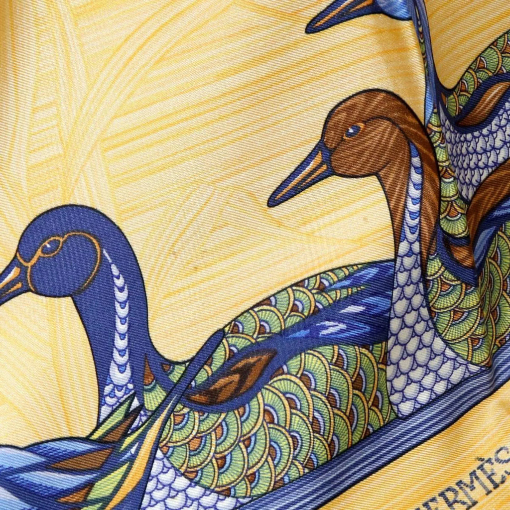 scarf duck Carre silk (Good) Pre-Owned pond 100% HERMES muffler Hermes 90 /