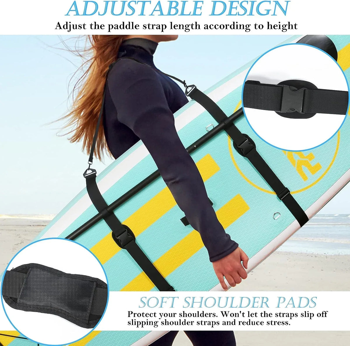 Board Kayaks Longboards, Men Surfboards, Carrying and Canoe Board Accessories Strap SUP Paddle Paddleboards, Boards, Adjustable Strap, for and Carry for Paddle Women