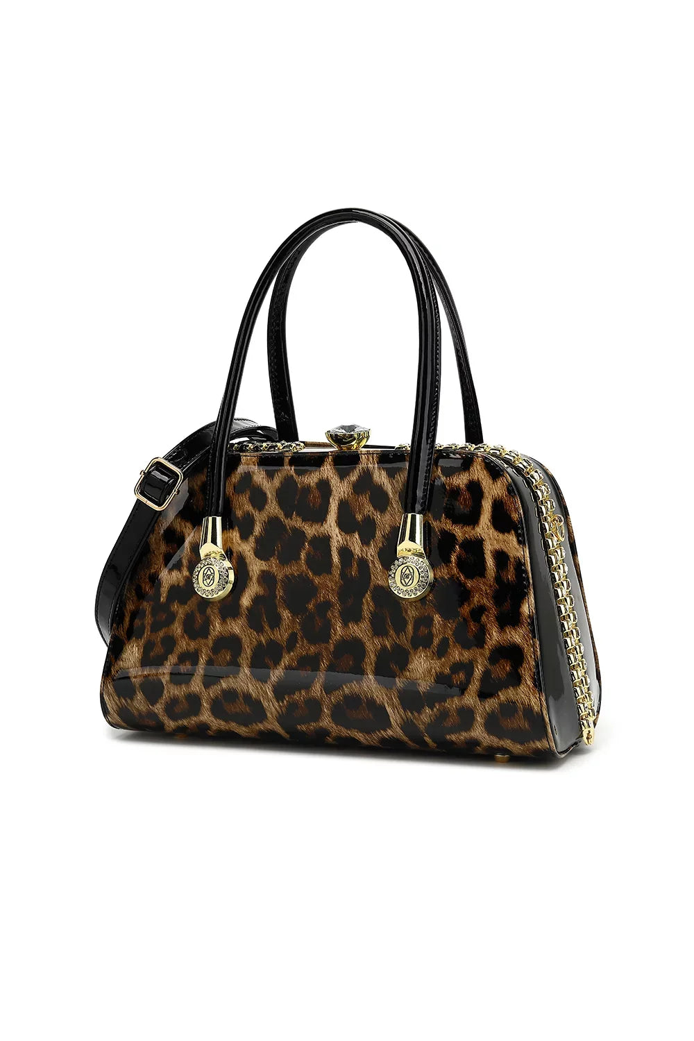 Frame Satchel Rhinestones Strategy design Leather with Patent and