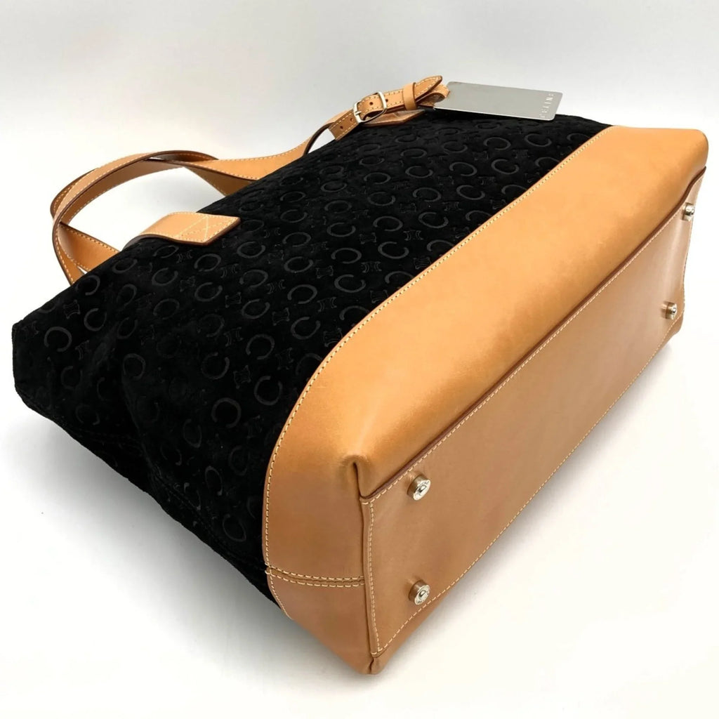 MC00 fashion Pre-Owned ladies leather suede C macadam (Good) USED handbag bag black tote 1 CELINE