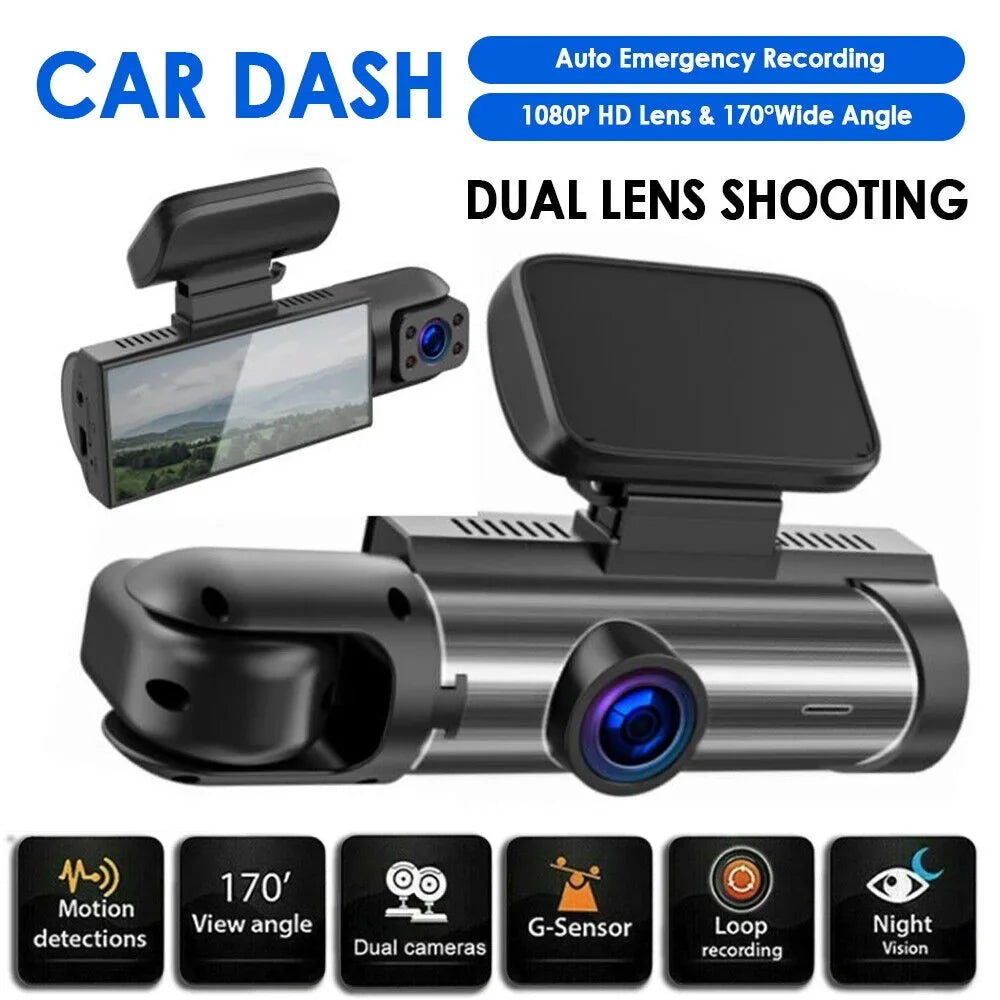 1080P Car HD Parking G-sensor Vtin Recorder Camera Dash Video Cam Dual Monitor Lens