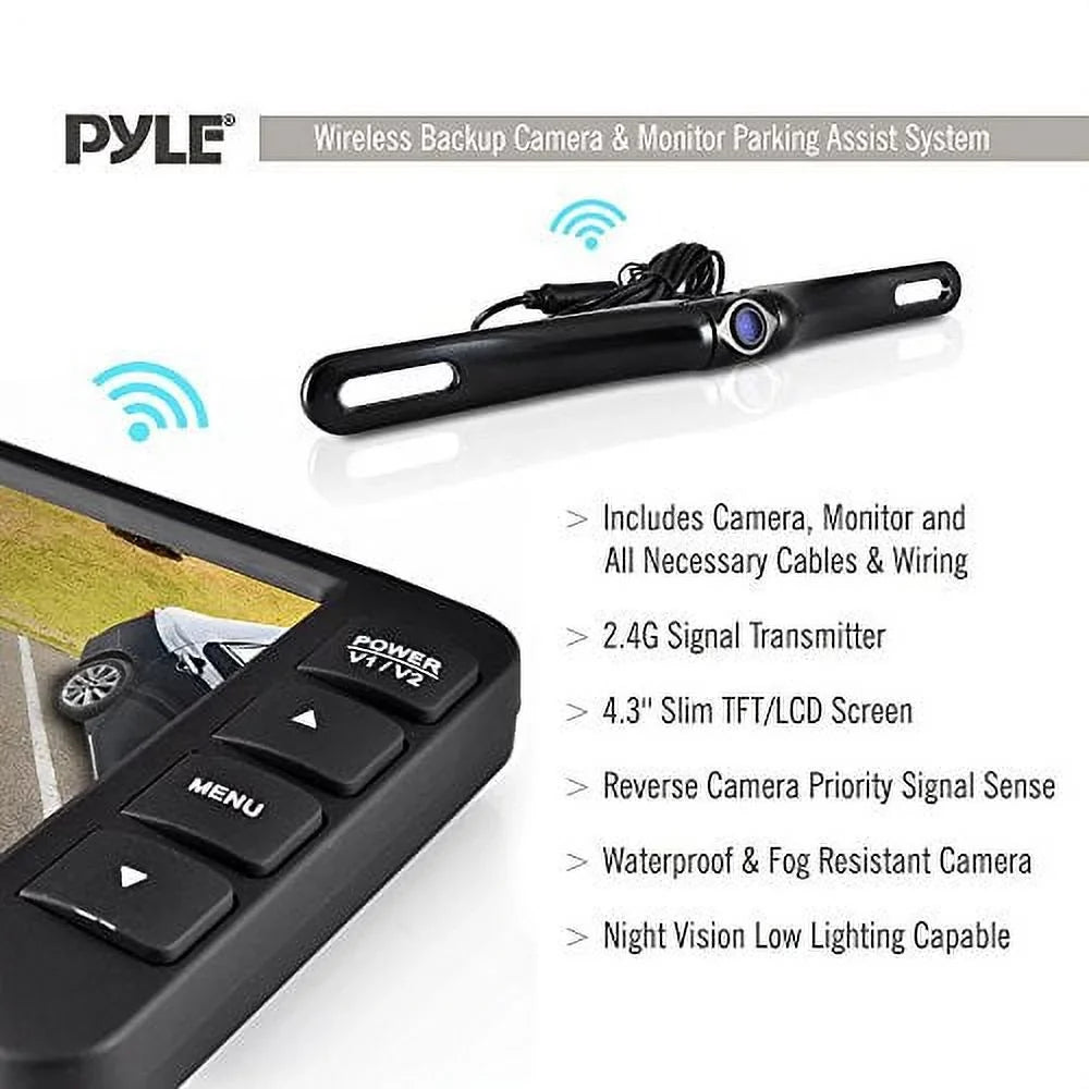 4.3 Screen Black Waterproof, System Rearview Monitor Wireless M-PLCM4375WIR_0 Camera Car Pyle Backup