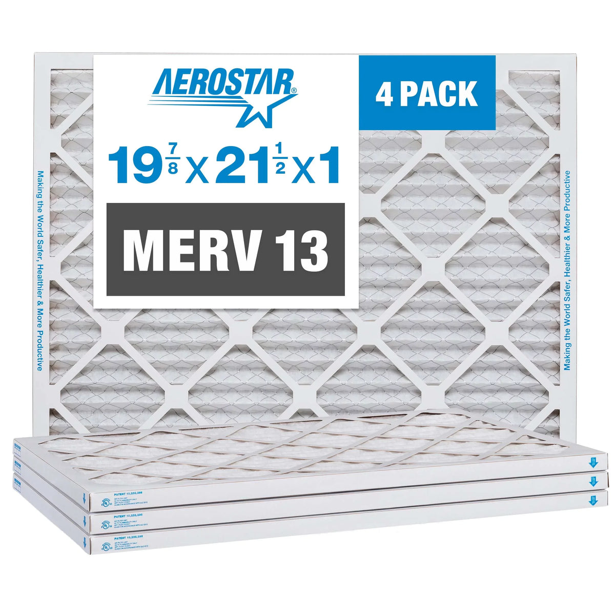 x the 19 USA Pleated Made 13, in 7/8x21 1/2x1 x 1, Aerostar MERV 19 Air 7/8 of 4, Filter, Box 1/2 21