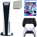 Disc) Playstation Version Microfiber PS5 Allstars Disc Controller, with 5 Extra and Cloth Midnight Destruction ( Bundle Cleaning Black