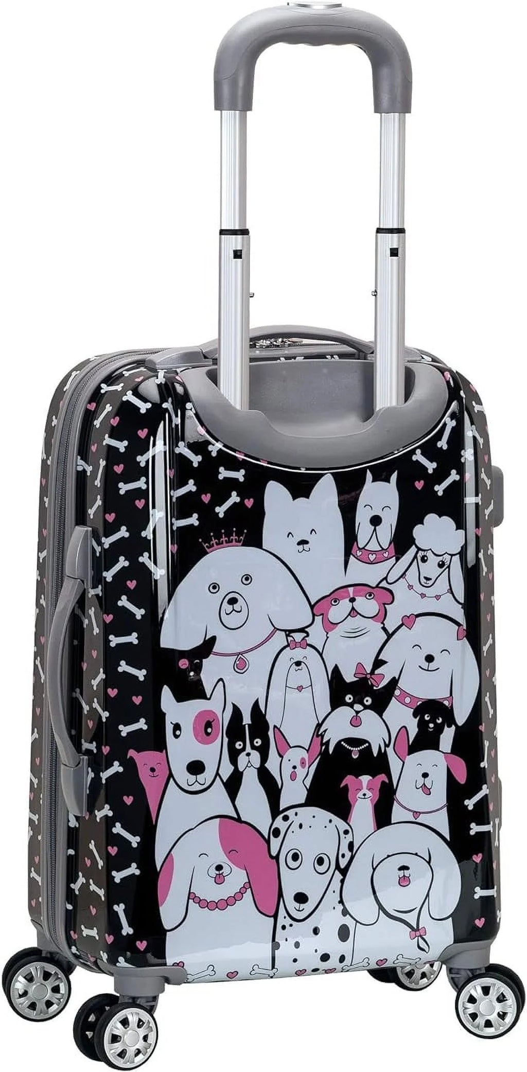 Hardside MULTICOLOR Rockland - PUPPY/ Box 20" Spinner Luggage Carry-On Vision Wheel Open