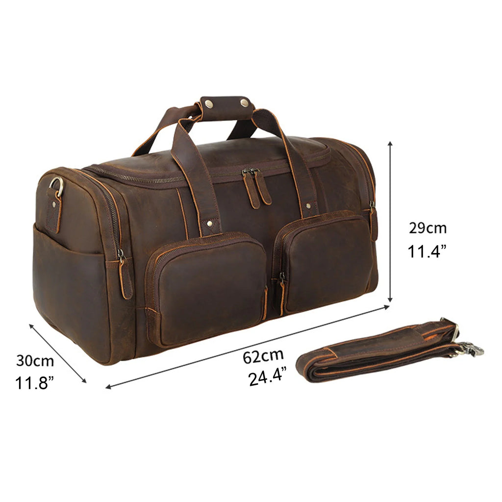 Duffle Grain Bag, Leather Bag Full Travel Shoulder Bag,