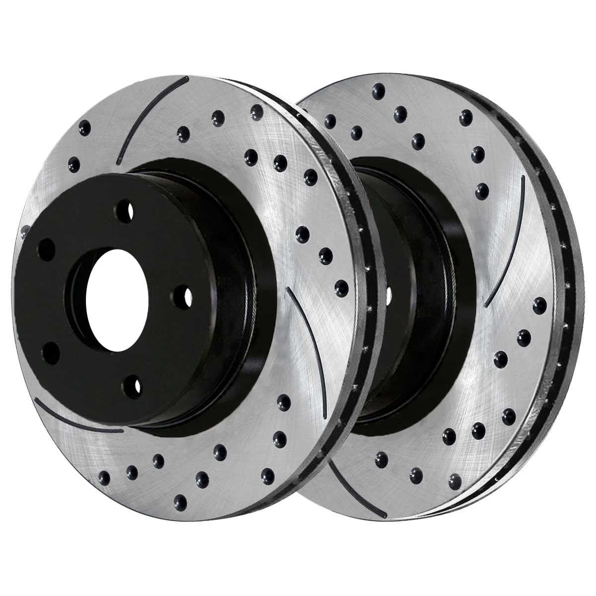 Pair Brake for of 2 PR63040LR Jeep Drilled Outlander Front FWD Chrysler Mitsubishi Patriot Avenger Side and Compass Slotted Rotors Replacement Black Caliber 200 Dodge AutoShack Passenger Sport Driver