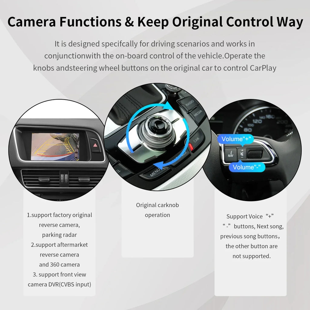Control,Camera Carplay System,Carplay A5 Q5 RS4 S5 Kit,Mirrorlink,Siri,Navigation,YouTube,Original A4 Auto 3GMMI Ninetom S4 Retrofit for Audi 2008-2015 RS5 Support Android Wireless