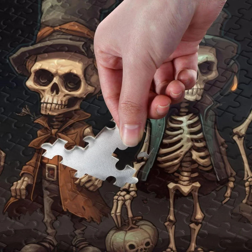 Puzzle Friends Family Challenging Zigsaw Dreamtimes Halloween Jigsaw Alphabet Adults, 500 for Storage Parents Kids Partition Exercise with Wooden Bag, for Puzzle Skeleton Game Print, Brain PCS Gift