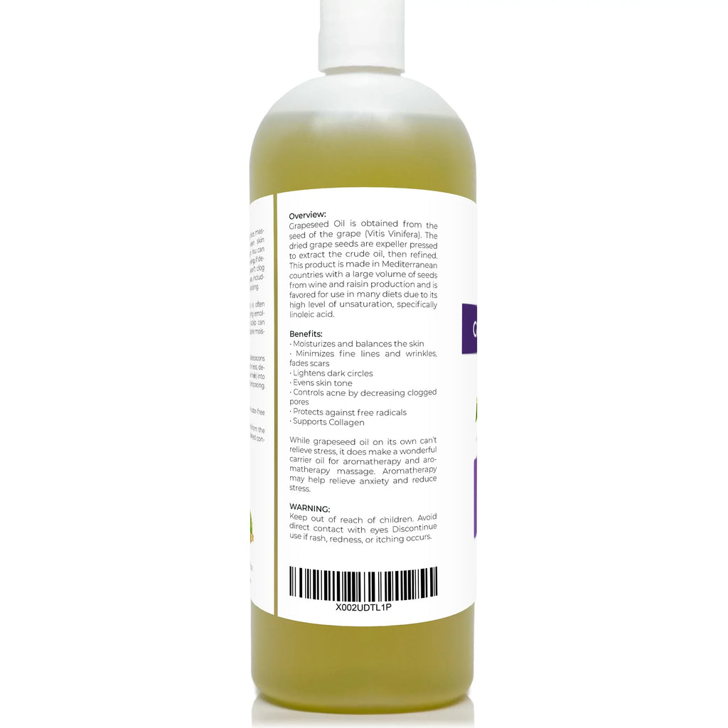 Velona Natural - Body, oz | Face, 32 | 100% Grapeseed Carrier pressed Skin, | Refined, and Cold Hair Care Oil Oil Pure Cooking,