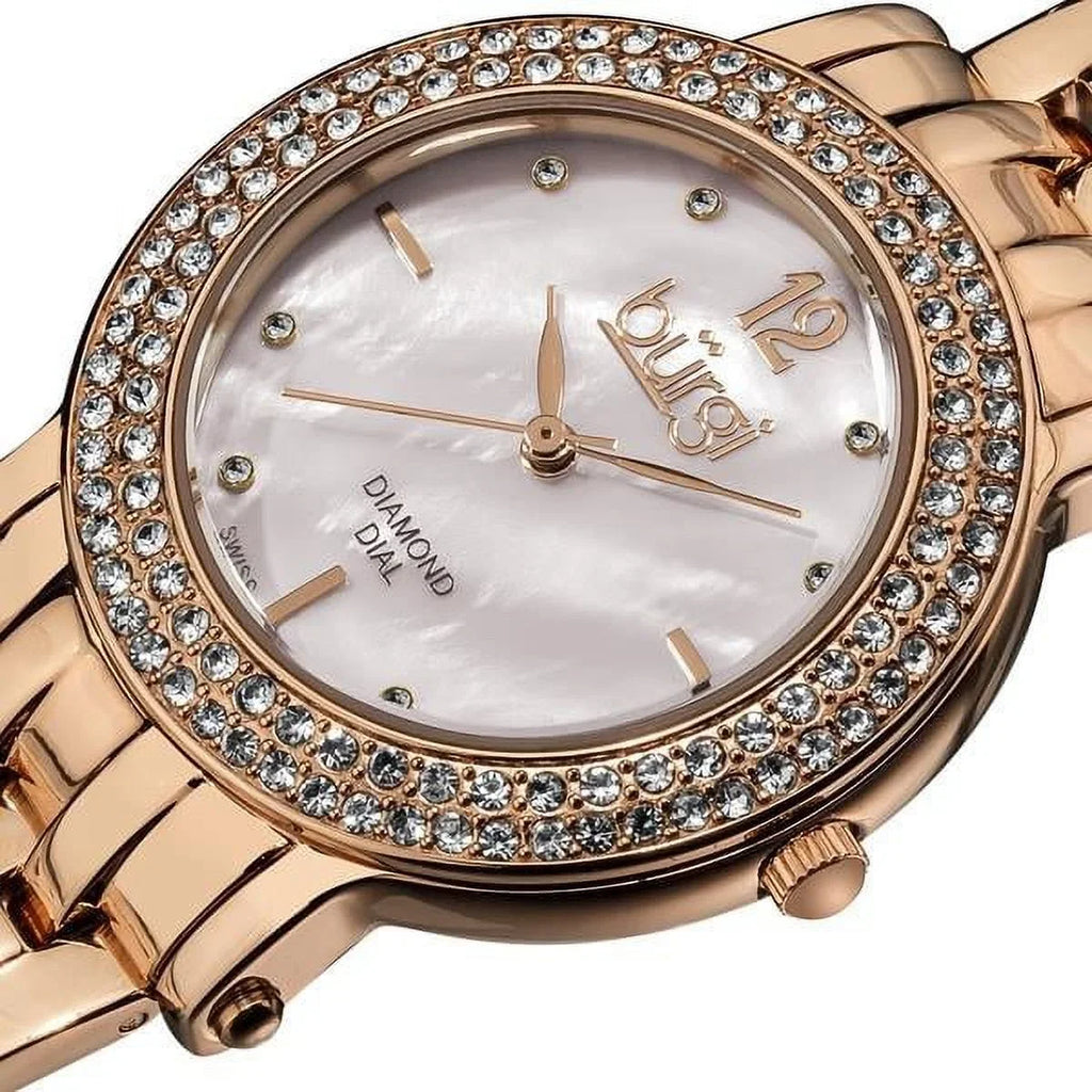 of Steel Stainless Bracelet Pearl Dial Diamond Mother Watch Rose-Tone Women's