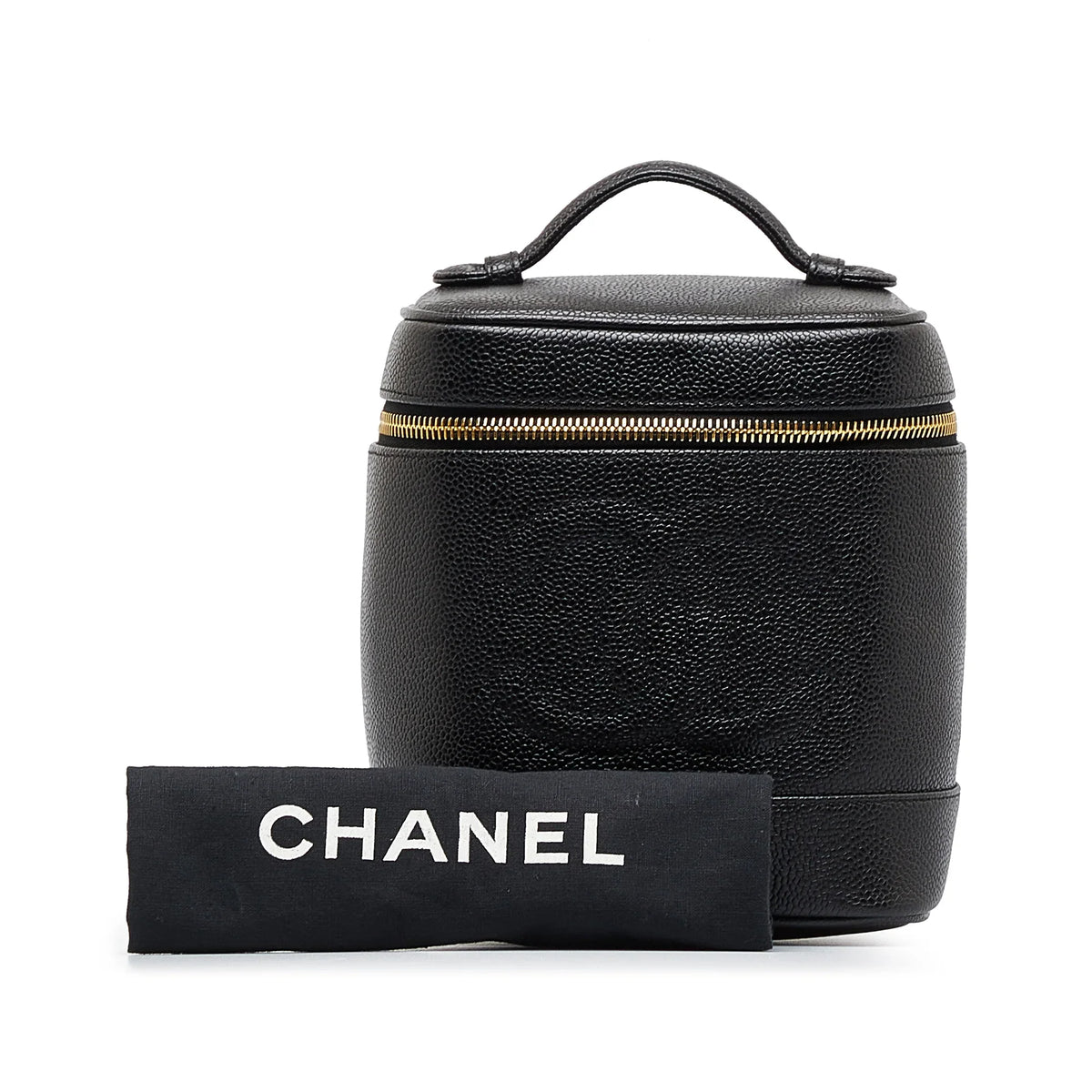 Leather Pre-Owned Caviar Authenticated Unisex Bag CC (Good) Vanity Black
