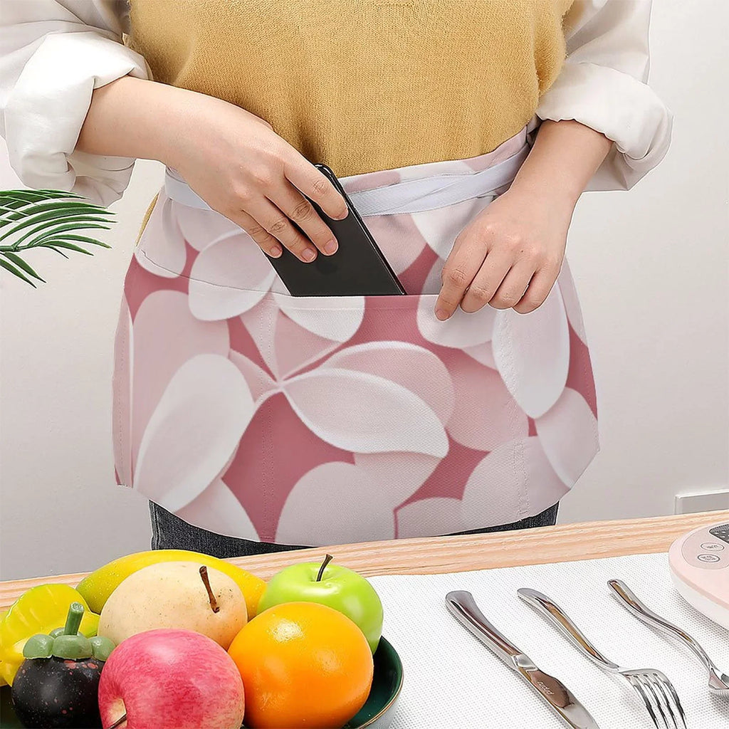 Pocket and Half Apron Pink Women's Polyester Durable Fashionable Cooking Body with Petal fabric