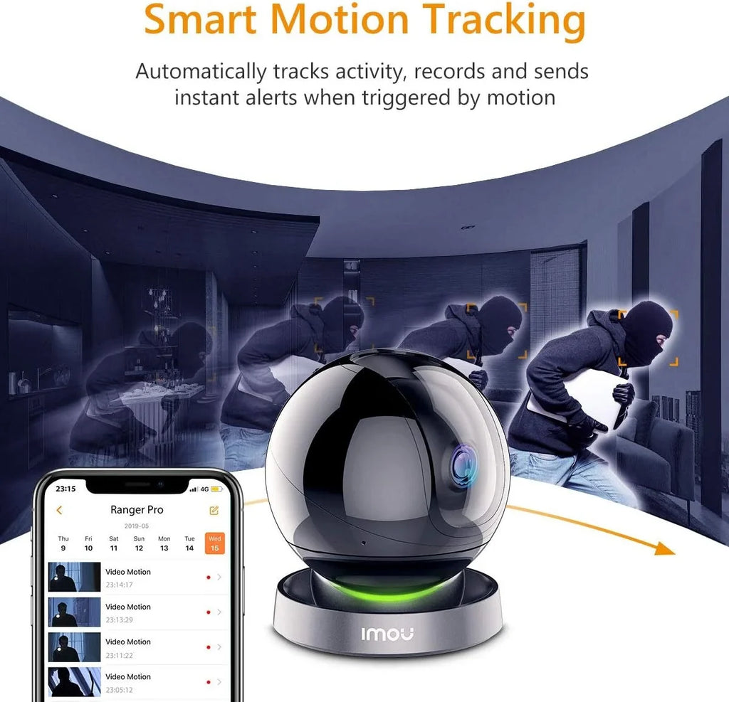 Spotlight Audio, Night Port, Smart Indoor Rex Detection, Sound & Tracking, Camera Camera 360 (2.4G 2MP Camera Vision, 1080P WiFi with Imou and Security 2-Way Siren Ethernet Only) Smart View Degree