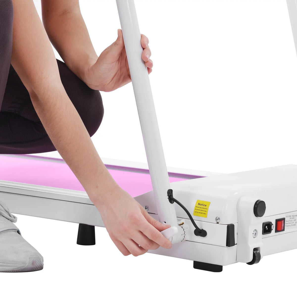 Compact Treadmill Machine Required, Treadmill Gym Fitness Exercise Workout Treadmill Running Installation for Home No Motorized Portable Treadmill Folding Home for White&Pi Electric Walking,