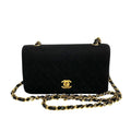 Matelasse Cotton Bag Full (Good) Turnlock Chain 73960 Shoulder Pre-Owned Flap Black Lambskin