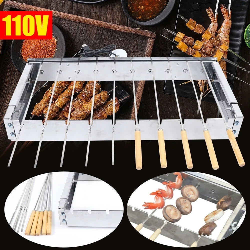 for Grill Electric Stainless Automatic BBQ Cooking Grill Rolling Camping Steel