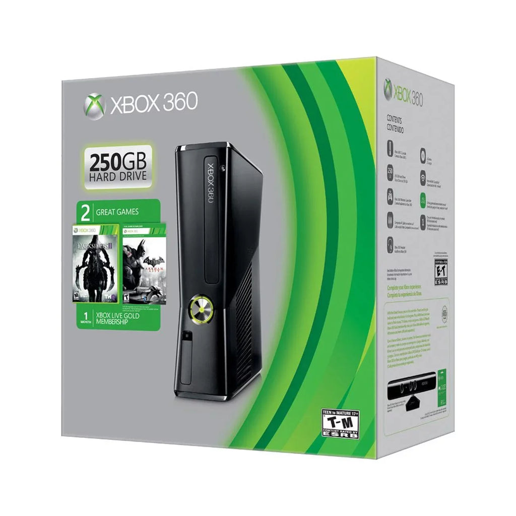 WIFI BUNDLE XBOX CONSOLE SLIM Box 360 R9G-00198 BLACK 250GB Open GAME
