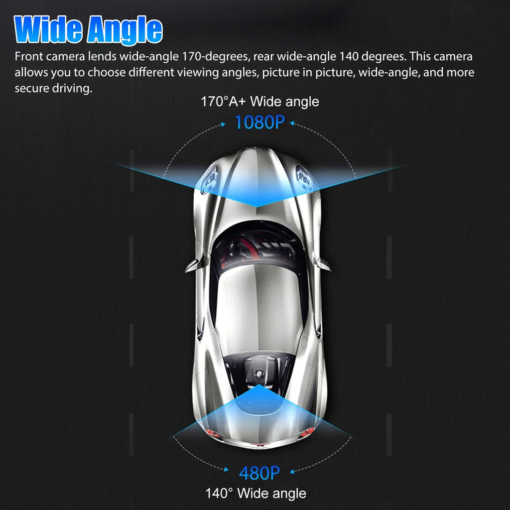 Night Wide Vision, Car 1080P Driving with Angle, Dual Dashboard with and Dash 170° G-Sensor/ Cam, Recorder DVR Dual Dash IPS 480P Car Lens Camera Detection Motion EEEkit Front Rear 4inch Display,