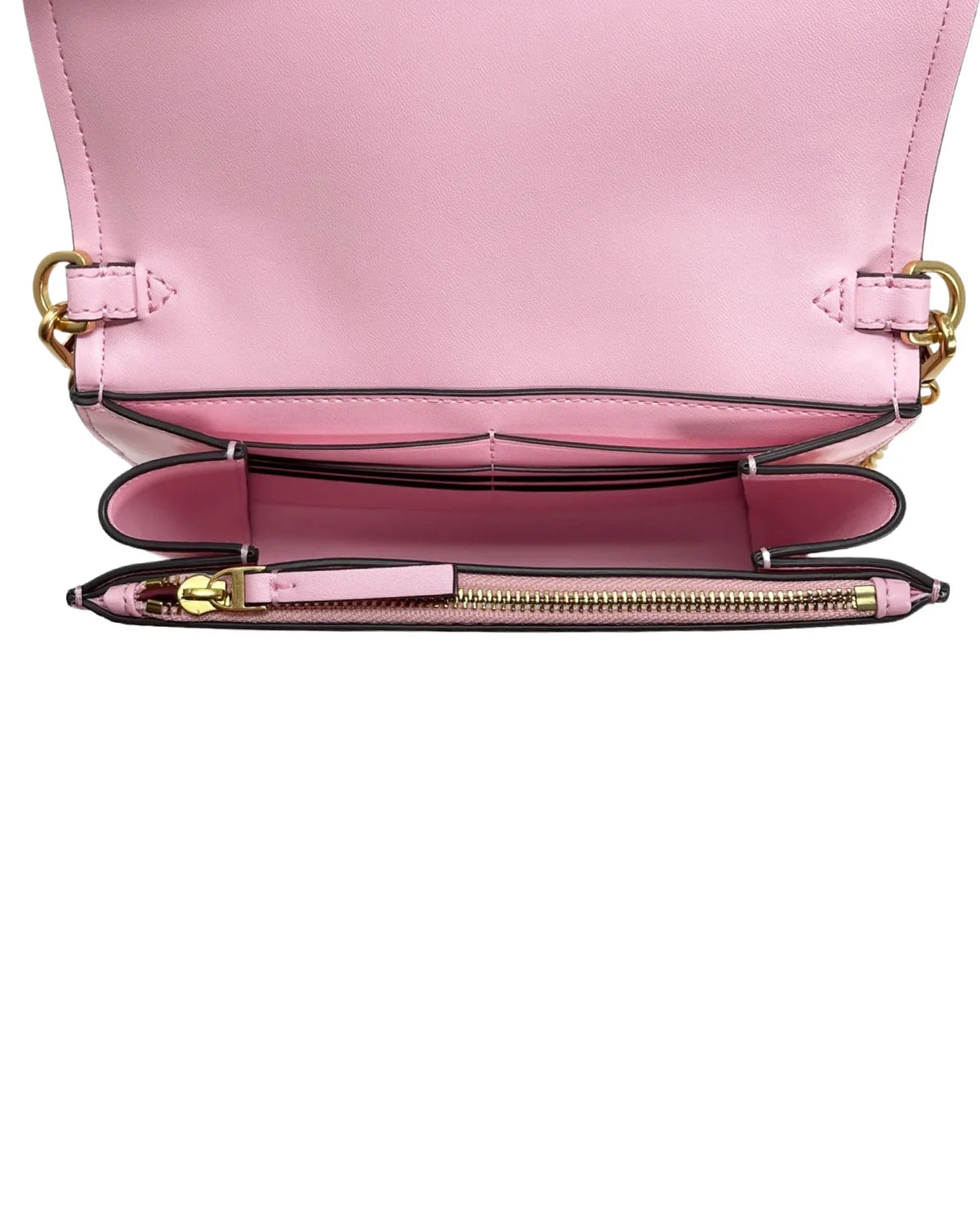 Burch (Pink Bag Plie) Women's Crossbody Leather Tory Emerson Wallet Chain Patent