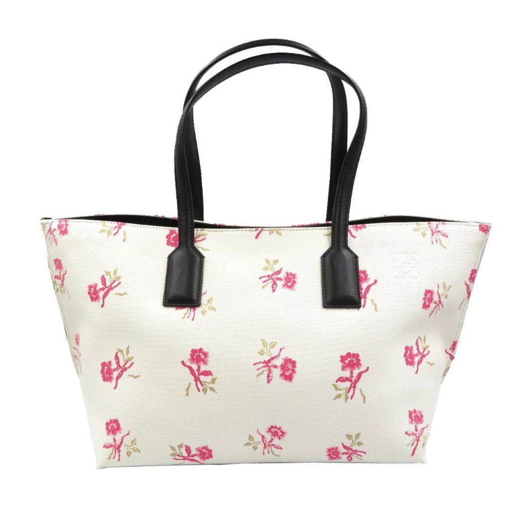 (Good) Pink Tote Loewe Pre-Owned Leather Bag Canvas White Black