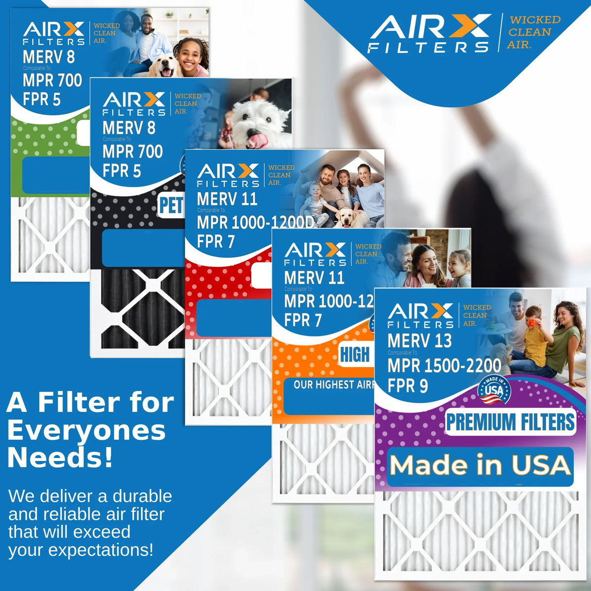 & FILTERS 20x20x4 WICKED Filter 8 Furnace by AIRX MERV FPR Air Filter Filters AC Comparable USA CLEAN 700 AIR. Premium Pack HVAC 20x20x4 to Made MPR 5 2