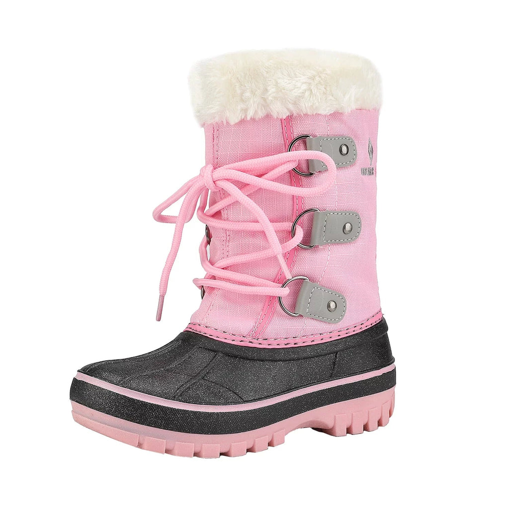 Warm Boots Faux Fur-Lined Toddler little Ankle Dream dimension Snow Shoes Soft FORESTER Boys kid Girls Boots 12 GREY/PINK Winter Pairs Kids