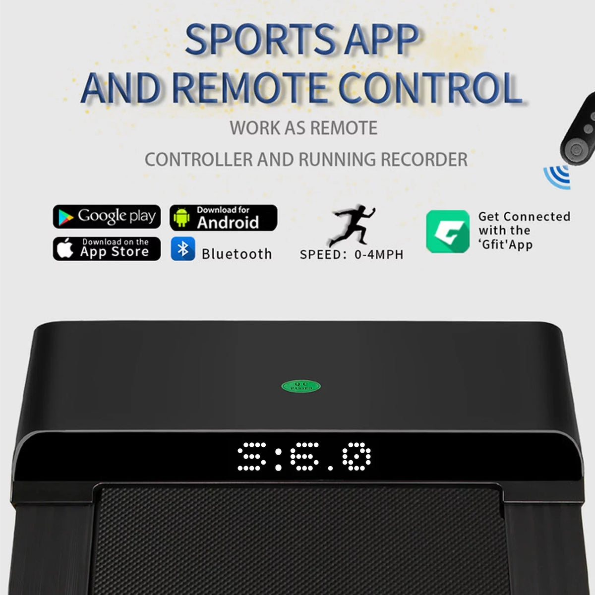 Display Portable without Running & APP, and Black Walking LDE with Space Desk for Treadmill Treadmill Under Pad Assembling Sport Small Flat Machine Apartment Slim
