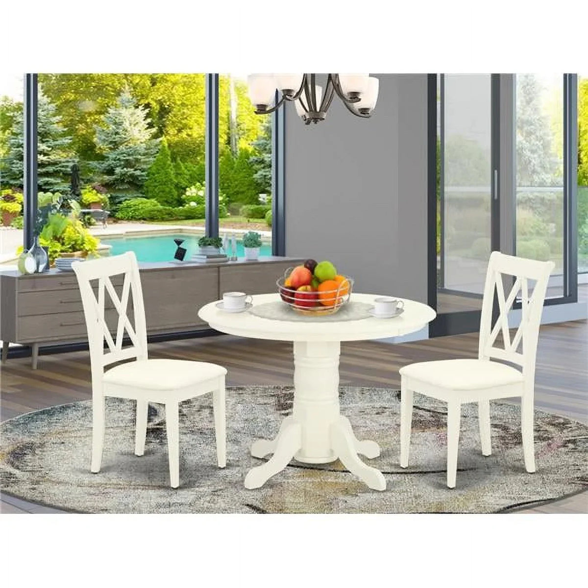 '- 3 White Dinette Set Linen Piece Shelton