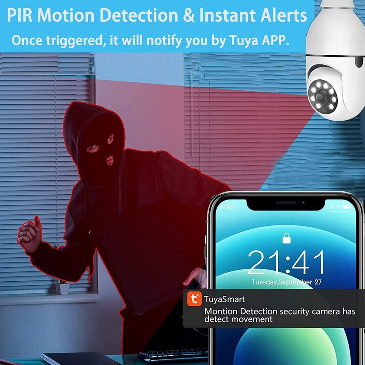 Remote Camera, Night PCS) 1080P Wi-Fi Degrees E27 Surveillance exterior Light 360 View Camera, Full-Color Security Bulb Camera, Vision(2 Phone and Camera Mobile
