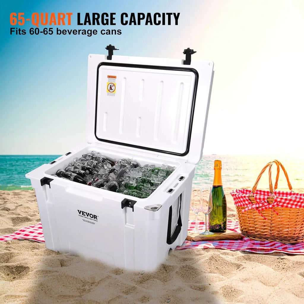 Chest exterior, with Cooler, Box Ice Camping, Duty to Travel, Rotomolded 25/33/45/65 HAOFEI Insulated Keeps Handle, Ice Lunch for Cooler Retention qt, 6 Heavy Portable Hard for up Days Ice