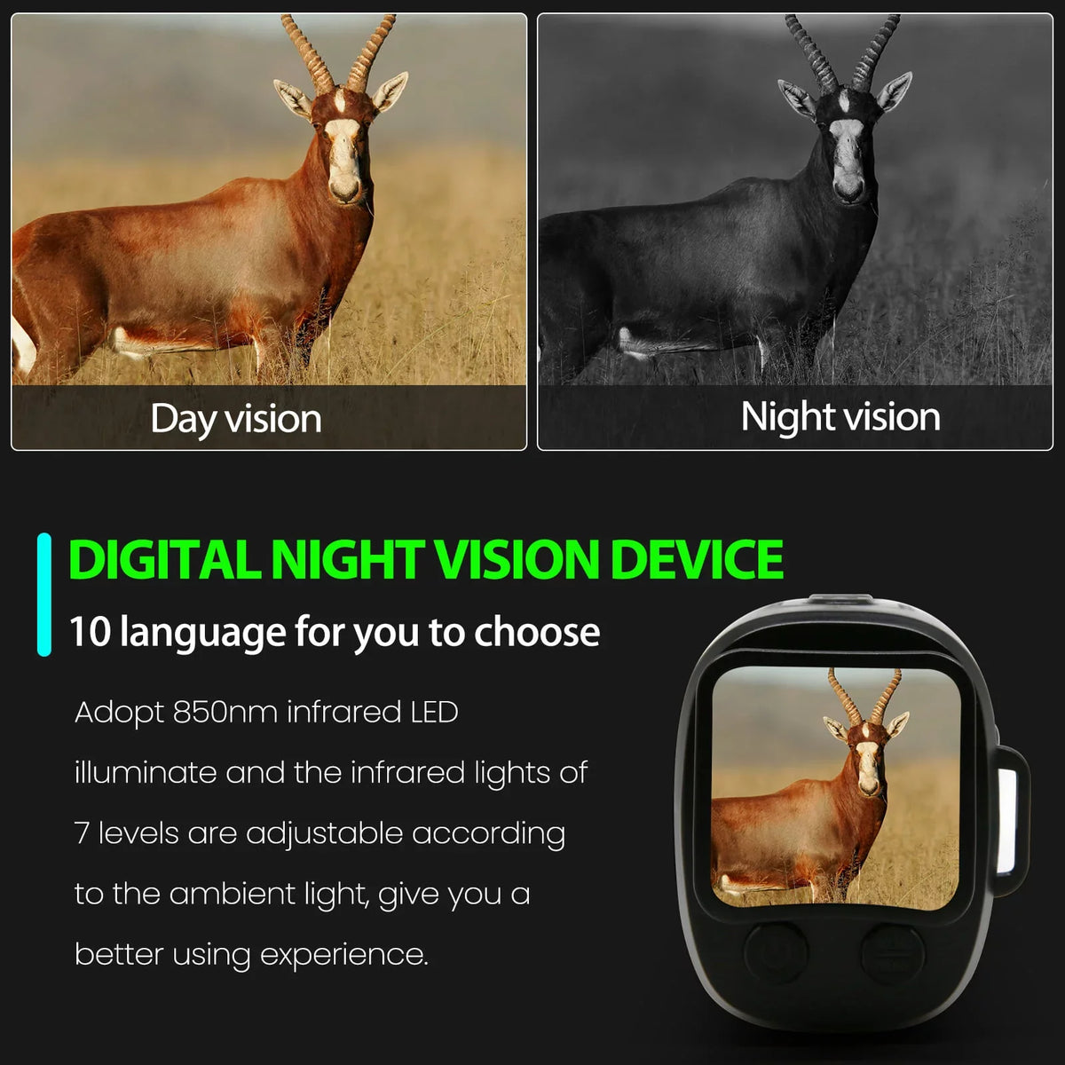 Animal Languages Night Viewing Dark Distance 10 500~1000M Vision Infrared Device Observation Full