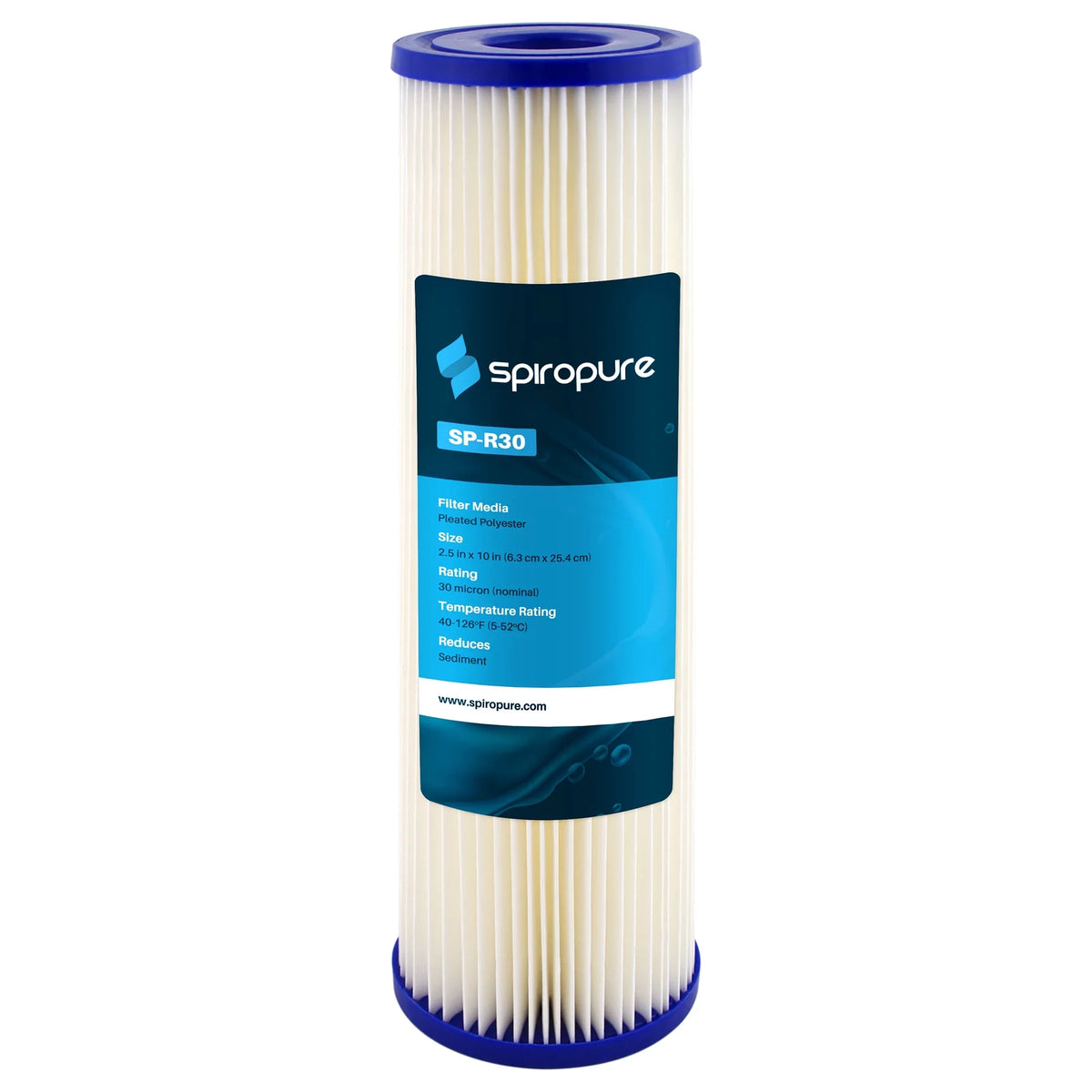 Pleated Pack) 2.5" Filter x SpiroPure 10 (24 Cartridge, Micron 30 Polyester