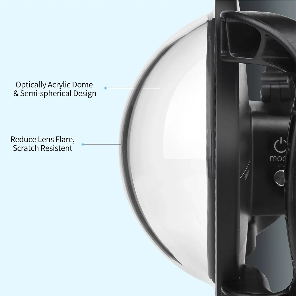Port and Case 180° Handle, Black Dome Dual 10 XTGP559, 9 Wide Waterproof 45m for Waterproof, SHOOT Angle