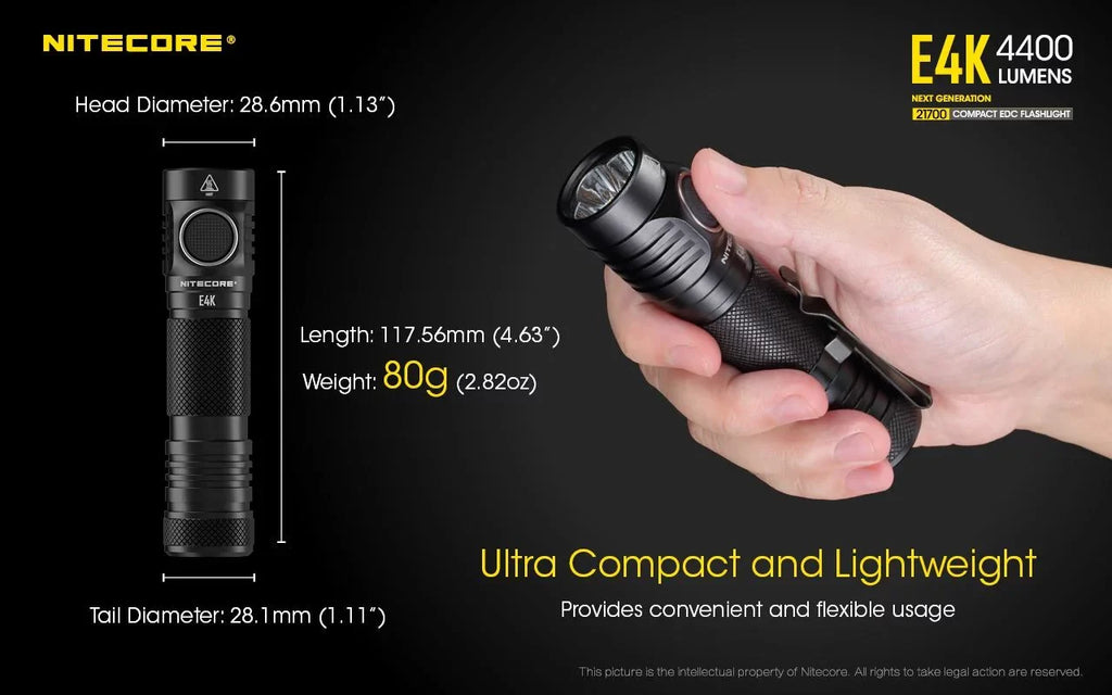 E4K Knife Small Combo: - Next 4400 Flashlight w/NTK05 Folding generation NITECORE Lumens
