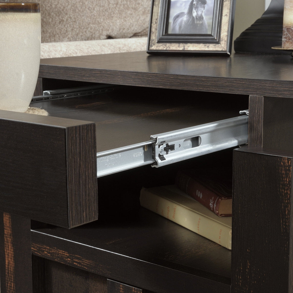 Table, Sauder Dakota Finish Pine Pass Char End