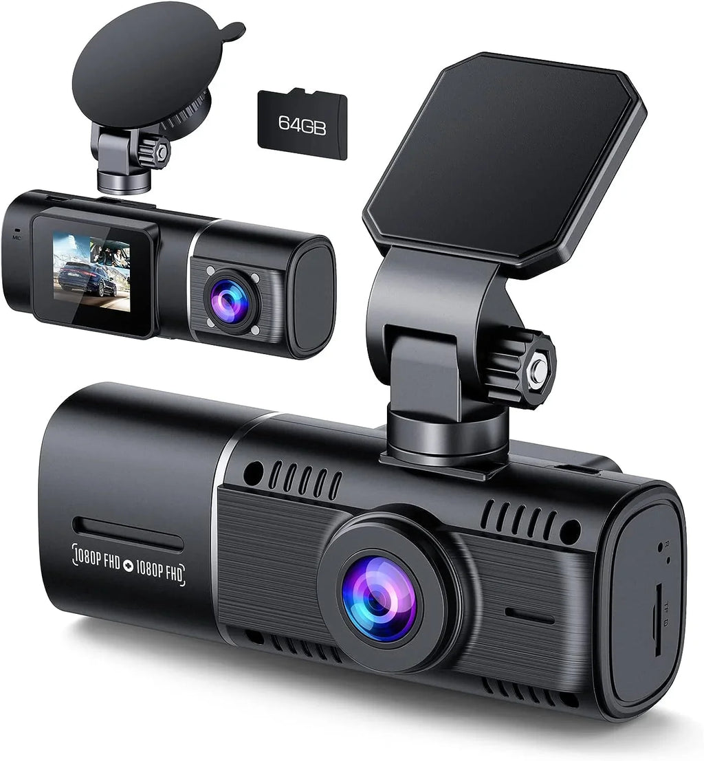 Front Camera Dash Monitor Taxi Inside Camera Night Cam Cars Car Dual 2 and 1080P Accident TOGUARD IR Vision for for Options 64GB Dash Lock Mounting Parking Card SD