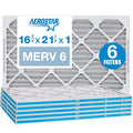 1/2 3/8 6 Furnace Filter, 1 x 16 Filter, AC Pack 6 Air x MERV Pleated Aerostar Air 21