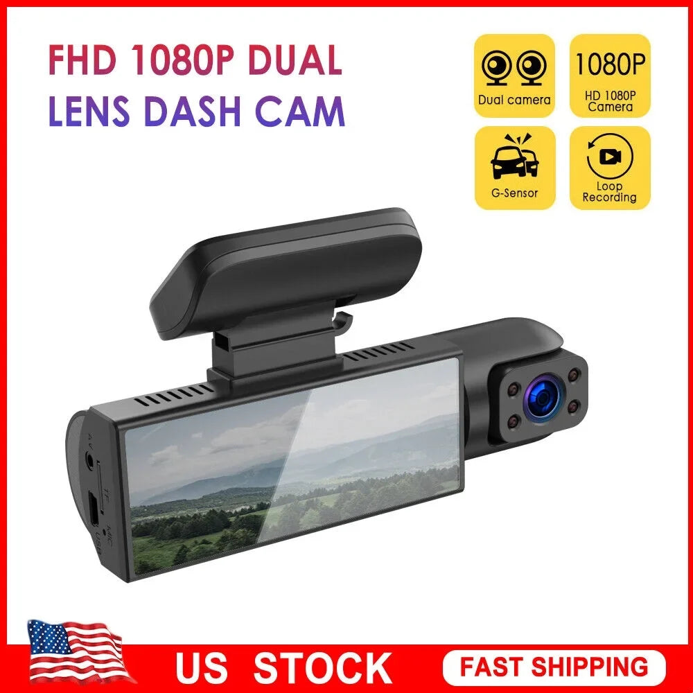 Car Dual Onemayship Dash Cam Dvr Lens Night Recorder Front Hd Camera 1080P 3.16In Inside