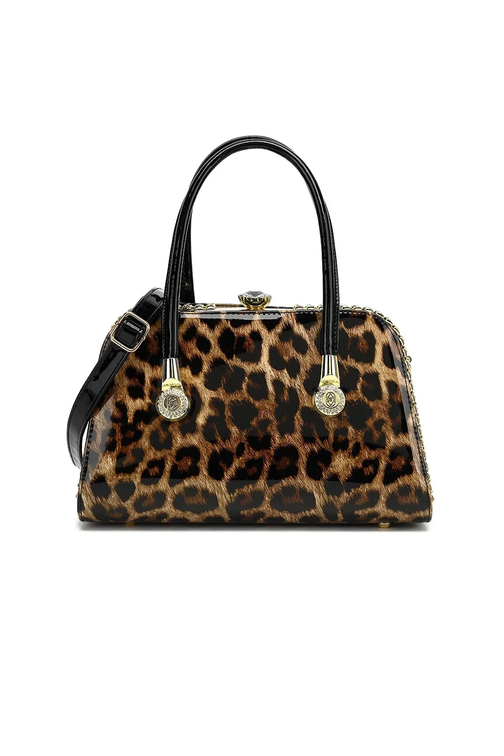 Frame Satchel Rhinestones Strategy design Leather with Patent and