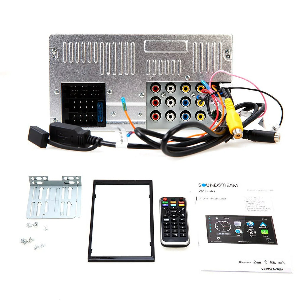 & DIN Double +Camera Silver Bluetooth Soundstream Android VRCPAA-70M 7" CarPlay