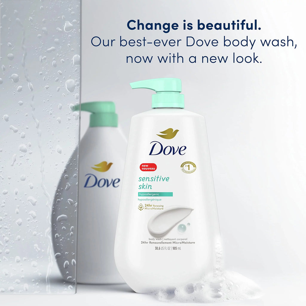 Dove Body Wash With Pump Sizeensitive Sizekin 3 Count Hypoallergenic, Paraben-Free, Sizeulfate-Free, Cruelty-Free, Moisturizing Cleanser Effectively Washes Away Bacteria While Nourishing Sizekin 30.6 Oz