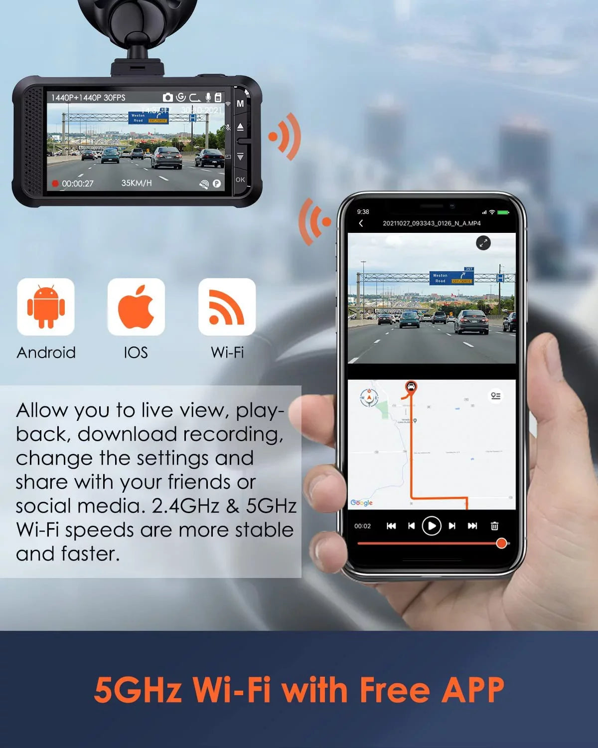 Dash Parking W) for Car 2160PX30FPS 5 Vantrue Vantrue Camera with UHD GPS, Dash (X4S Vision WiFi Cam Monitor, Wireless 24/7 with Cars, G-sensor and WDR, APP, Superior Night Cam Ghz/2.4Ghz 4K