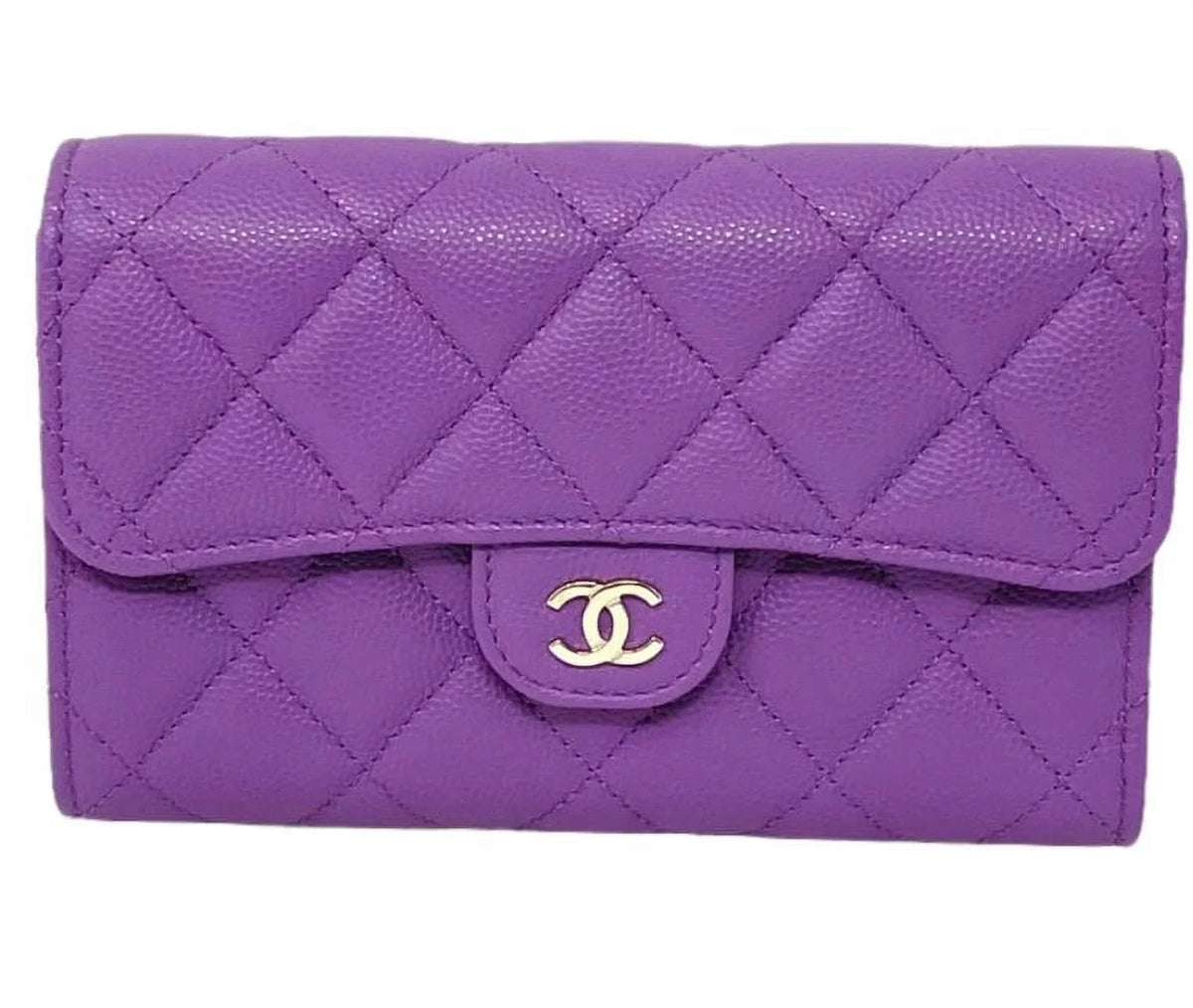 Clutch Long Quilted Purple Wallet Bag Leather NEW