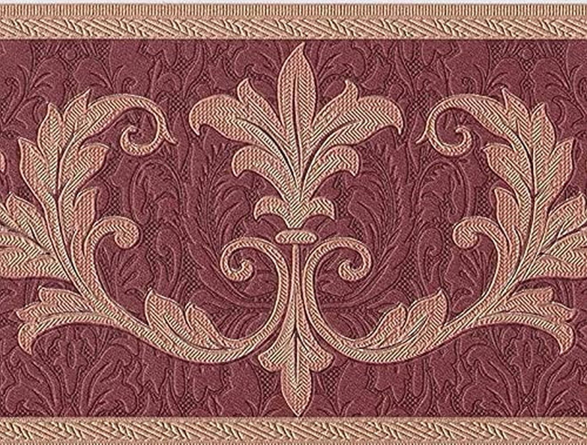 Feet Wallcoverings Red Bedroom, design Living for Concord 15 Border 7 by Room Leaves Gold Victorian Inches Pattern Wallpaper Damask 30150 Bronze,