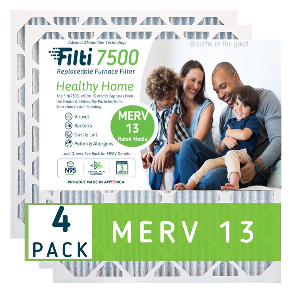 HVAC (4 Furnace 20x25x1 13 Pleated 7500 Filter Home Pack) Filti Air MERV