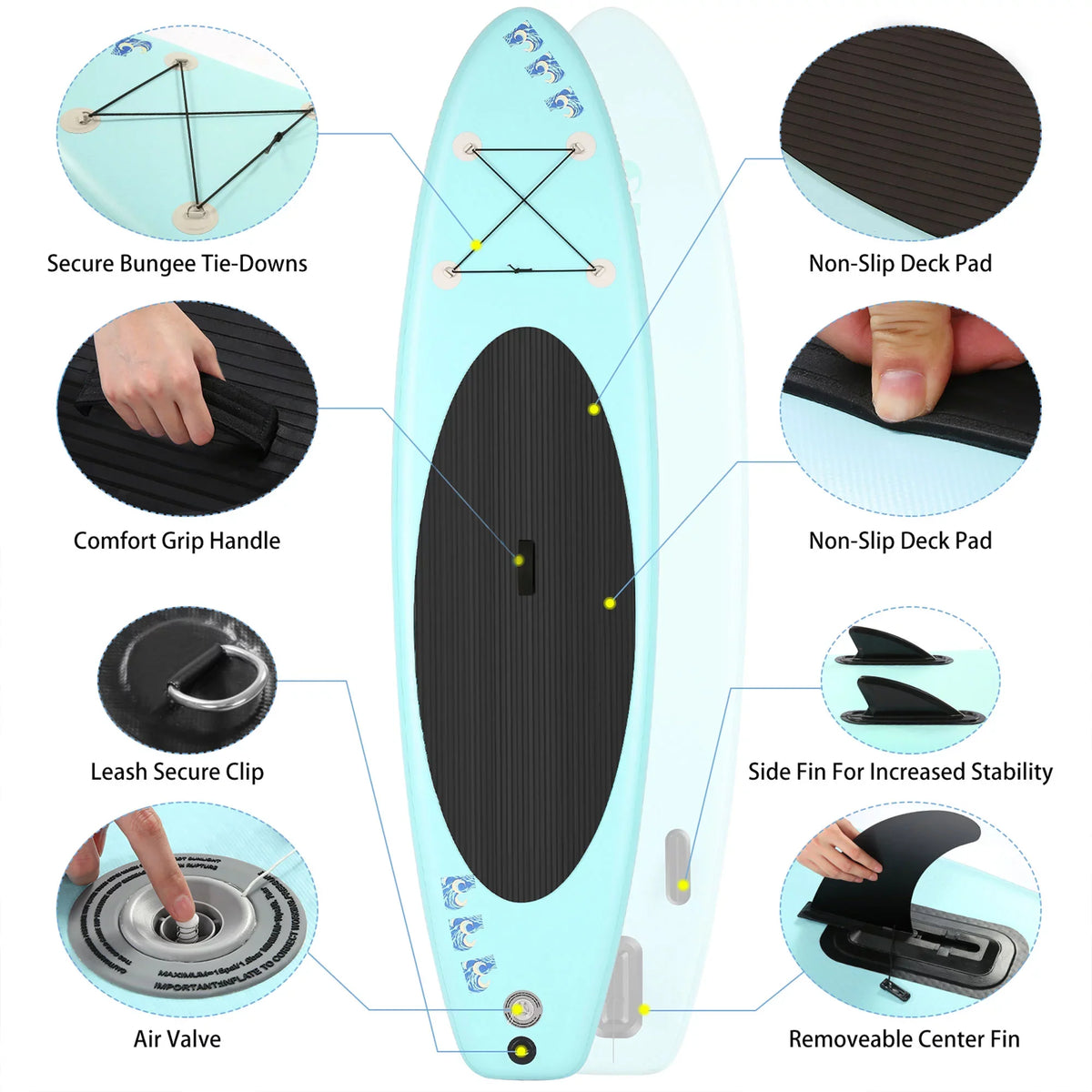 Lake Board iSUP Blue Ancheer with Up Accessories, Inflatable Paddle Stand