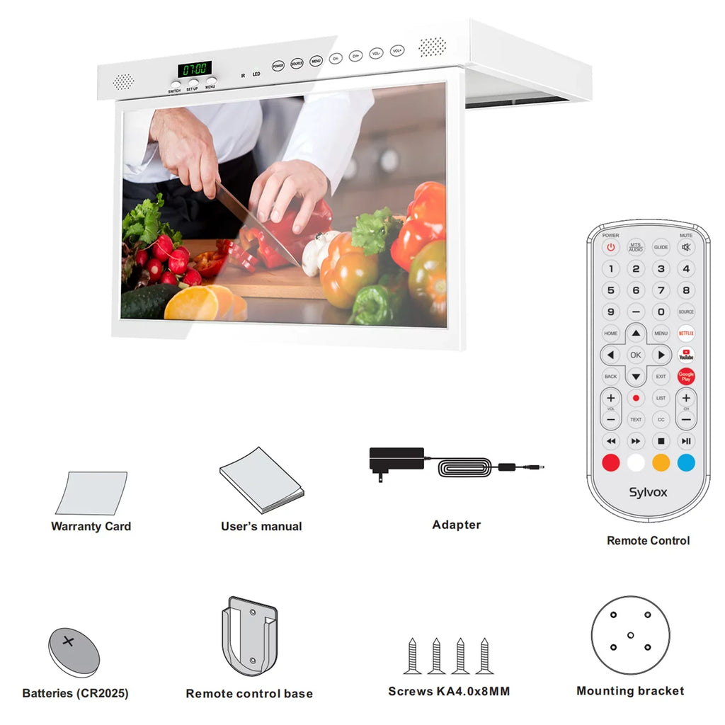 SYLVOX Play, Assistant Smart WiFi 15.6 TV Built-in Cabinet Bluetooth FHD Kitchen Under TV, TV, Smart inch Android Support 1080P