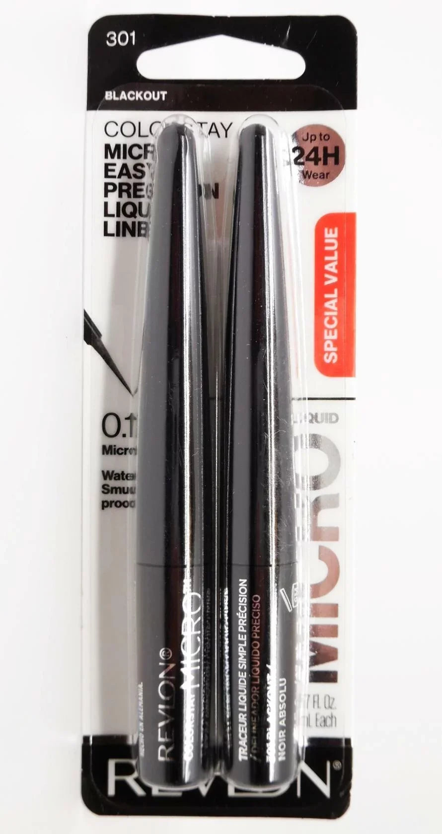 '- Easy REVLON Liquid - Eyeliner Micro 301 Line 2pk Precision Blackout ColorStay
